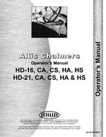 Operators Manual for Allis Chalmers HD16 Crawler
