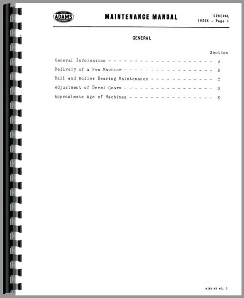 Service Manual for Adams 303 Grader Sample Page From Manual