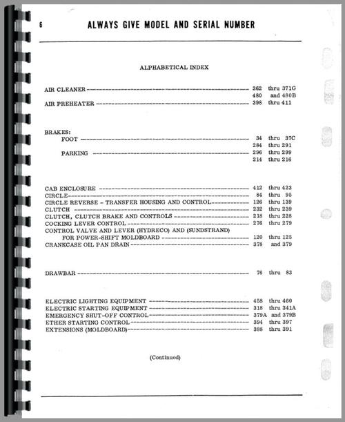 Parts Manual for Adams 440 Grader Sample Page From Manual