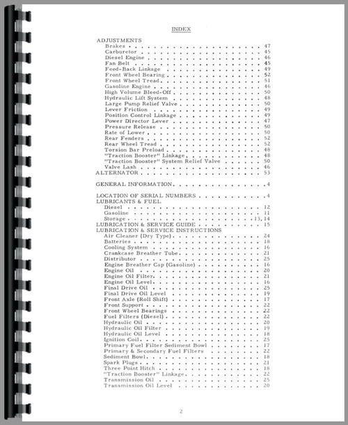 Operators Manual for Allis Chalmers 170 Tractor Sample Page From Manual
