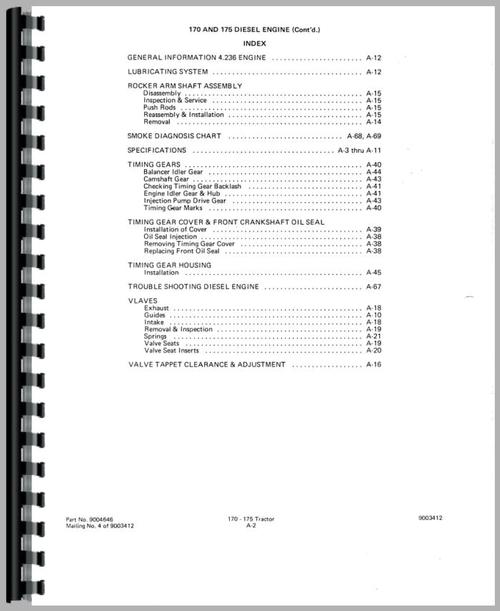 Service Manual for Allis Chalmers 175 Tractor Sample Page From Manual