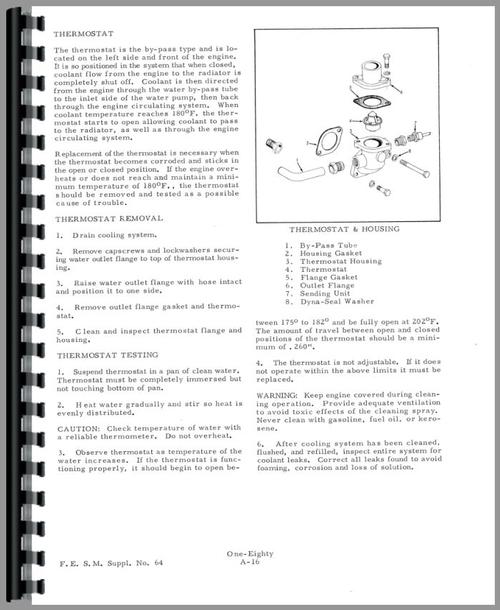 Service Manual for Allis Chalmers 180 Tractor Sample Page From Manual