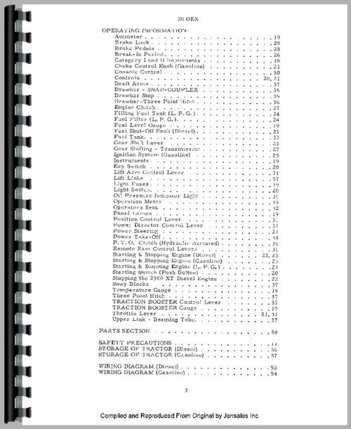 Operators Manual for Allis Chalmers 190 Tractor Sample Page From Manual