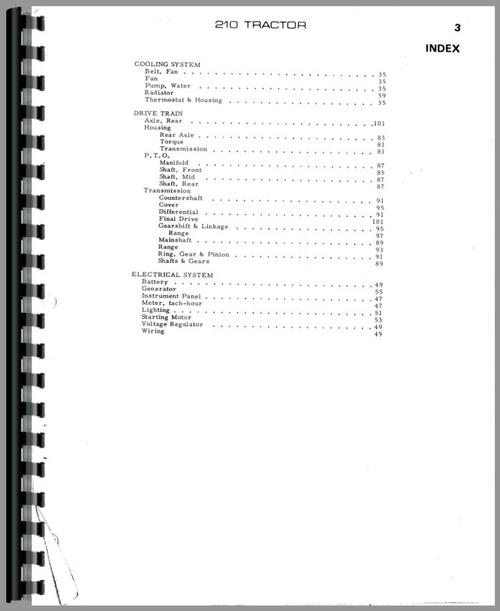 Parts Manual for Allis Chalmers 210 Tractor Sample Page From Manual
