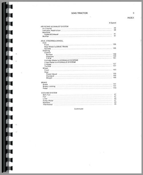 Parts Manual for Allis Chalmers 5045 Tractor Sample Page From Manual