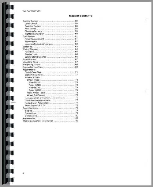 Operators Manual for Allis Chalmers 5220 Tractor Sample Page From Manual