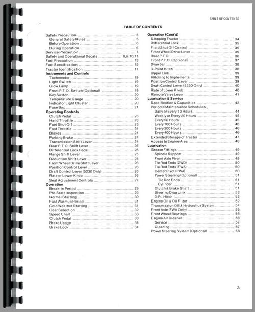 Operators Manual for Allis Chalmers 5230 Tractor Sample Page From Manual