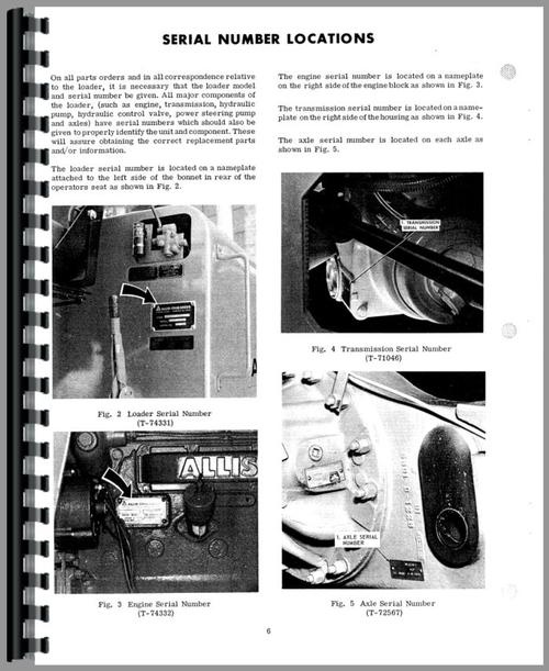 Operators Manual for Allis Chalmers 545H Front End Loader Sample Page From Manual