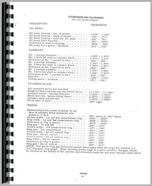 Service Manual for Allis Chalmers 6040 Tractor Sample Page From Manual