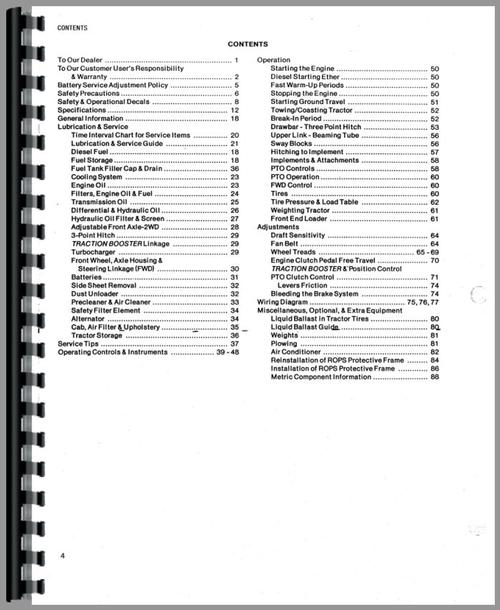 Operators Manual for Allis Chalmers 6070 Tractor Sample Page From Manual