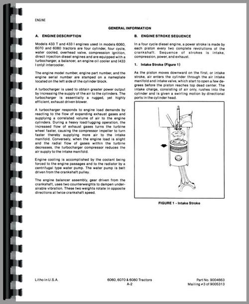Service Manual for Allis Chalmers 6070 Tractor Sample Page From Manual