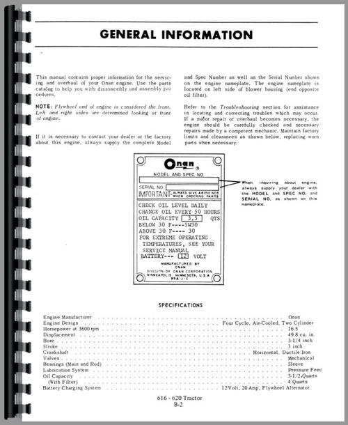 Service Manual for Allis Chalmers 616 Lawn & Garden Tractor Sample Page From Manual