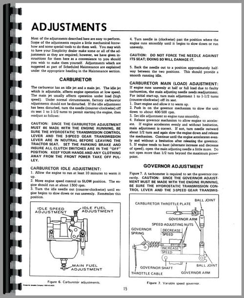 Operators Manual for Allis Chalmers 620 Lawn & Garden Tractor Sample Page From Manual