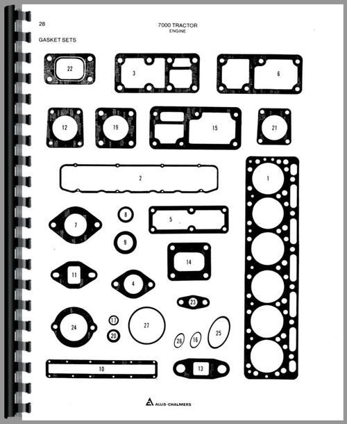 Parts Manual for Allis Chalmers 7000 Tractor Sample Page From Manual