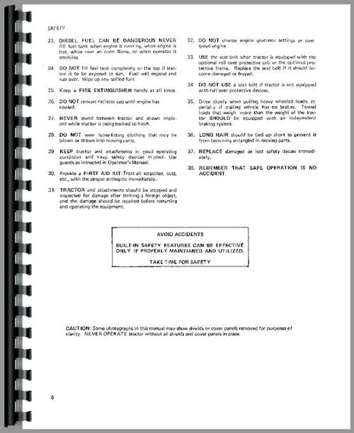 Operators Manual for Allis Chalmers 7020 Tractor Sample Page From Manual