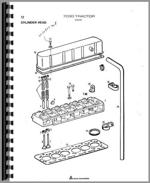 Parts Manual for Allis Chalmers 7030 Tractor Sample Page From Manual