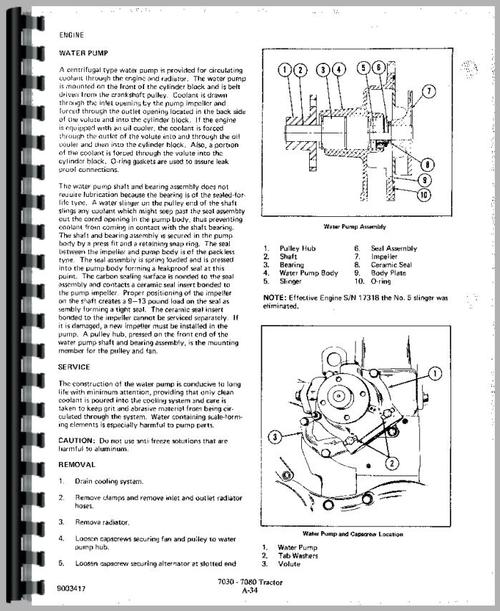 Service Manual for Allis Chalmers 7040 Tractor Sample Page From Manual