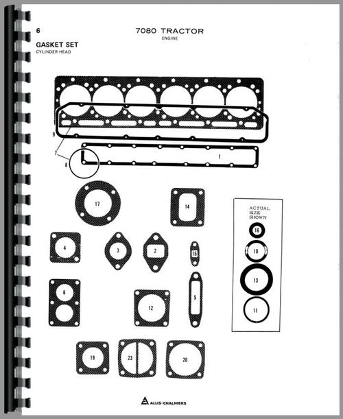 Parts Manual for Allis Chalmers 7080 Tractor Sample Page From Manual