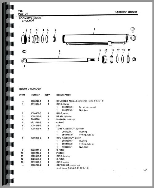 Parts Manual for Allis Chalmers 715 Tractor Loader Backhoe Sample Page From Manual