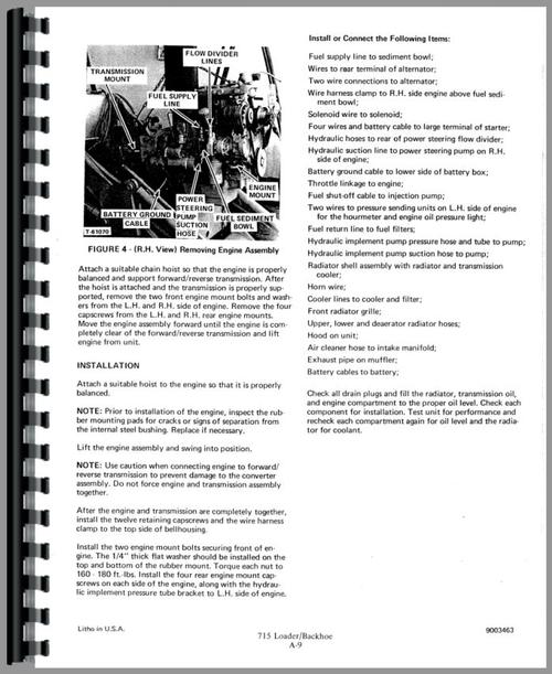 Service Manual for Allis Chalmers 715 Tractor Loader Backhoe Sample Page From Manual