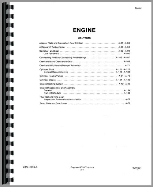 Service Manual for Allis Chalmers 8010 Tractor Sample Page From Manual