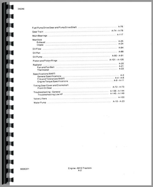 Service Manual for Allis Chalmers 8030 Tractor Sample Page From Manual