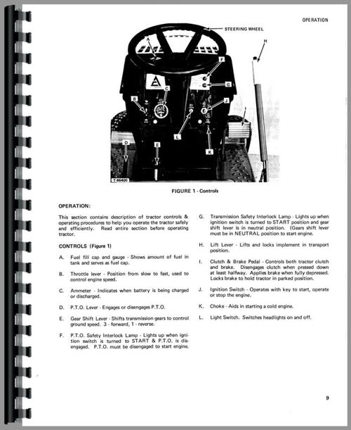 Operators Manual for Allis Chalmers 816 Lawn & Garden Tractor Sample Page From Manual