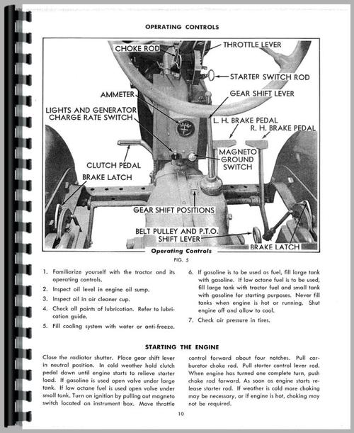 Operators Manual for Allis Chalmers B Tractor Sample Page From Manual