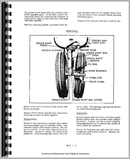 Service Manual for Allis Chalmers B Tractor Sample Page From Manual