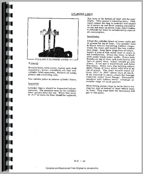 Service Manual for Allis Chalmers B Tractor Sample Page From Manual