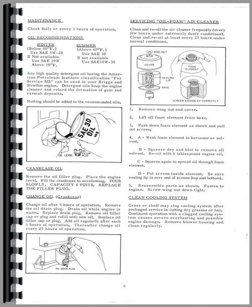 Operators Manual for Allis Chalmers Big Ten Lawn & Garden Tractor Sample Page From Manual