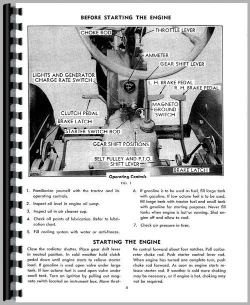Operators Manual for Allis Chalmers C Tractor Sample Page From Manual