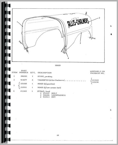 Parts Manual for Allis Chalmers CA Tractor Sample Page From Manual