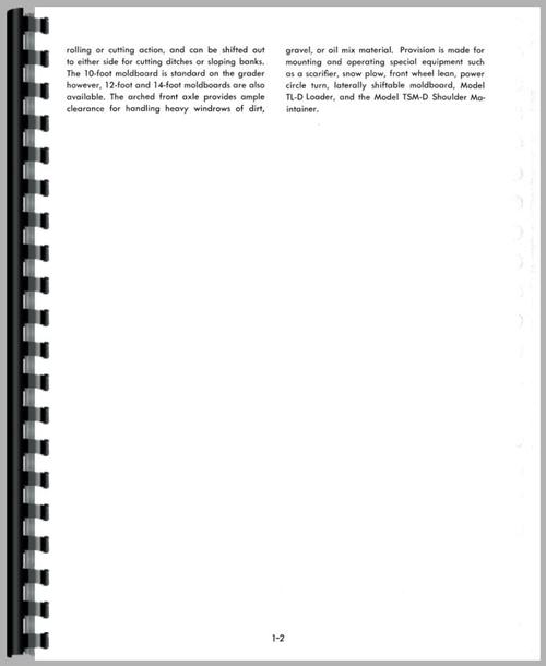 Service Manual for Allis Chalmers D Motor Grader Sample Page From Manual