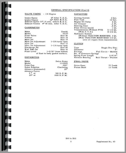 Service Manual for Allis Chalmers D10 Tractor Sample Page From Manual