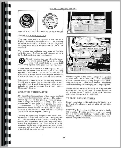 Operators Manual for Allis Chalmers D15 Tractor Sample Page From Manual
