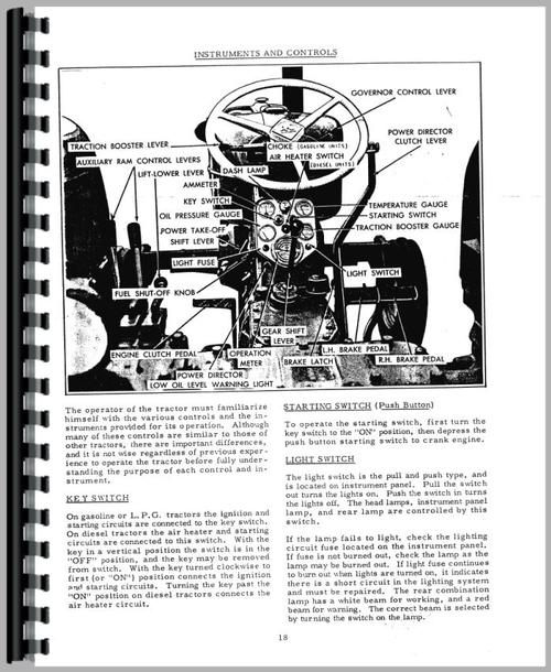 Operators Manual for Allis Chalmers D19 Tractor Sample Page From Manual