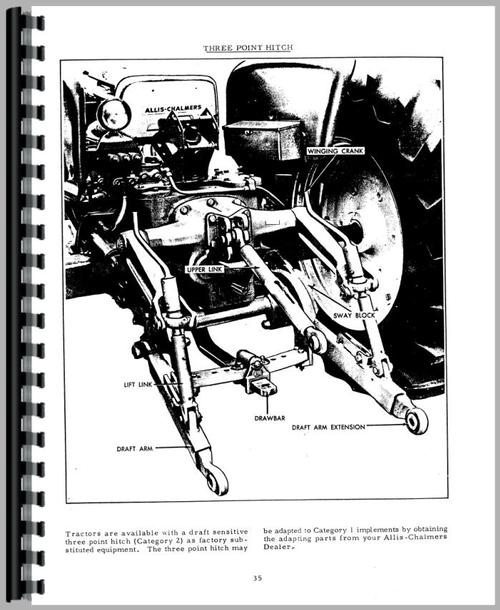 Operators Manual for Allis Chalmers D19 Tractor Sample Page From Manual