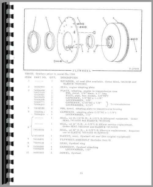 AC-P-DD Allis Chalmers DD Diesel SN1-4500 Motor Grader Parts Manual