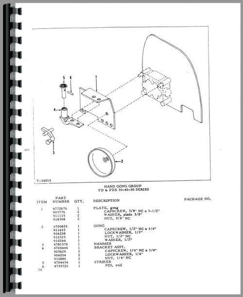 Parts Manual for Allis Chalmers FD 40 Forklift Sample Page From Manual
