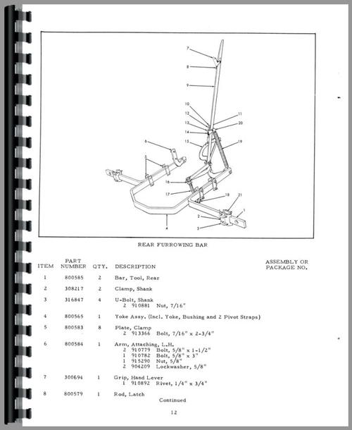 Parts Manual for Allis Chalmers G Farm Implements Sample Page From Manual