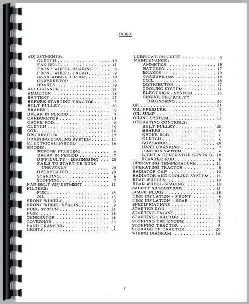 Operators Manual for Allis Chalmers G Tractor Sample Page From Manual