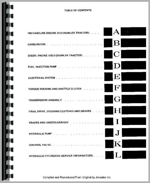 Service Manual for Allis Chalmers H3 Crawler Sample Page From Manual