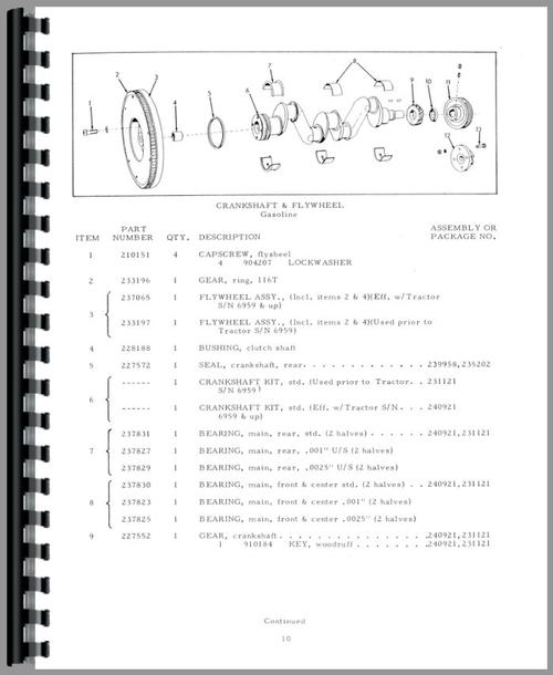 Parts Manual for Allis Chalmers H3 Crawler Sample Page From Manual