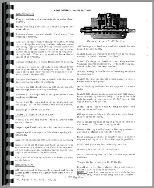 Service Manual for Allis Chalmers H4 Crawler I-600 Backhoe Attachment Sample Page From Manual