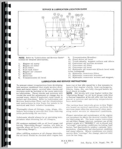 Service Manual for Allis Chalmers H4 Crawler Sample Page From Manual