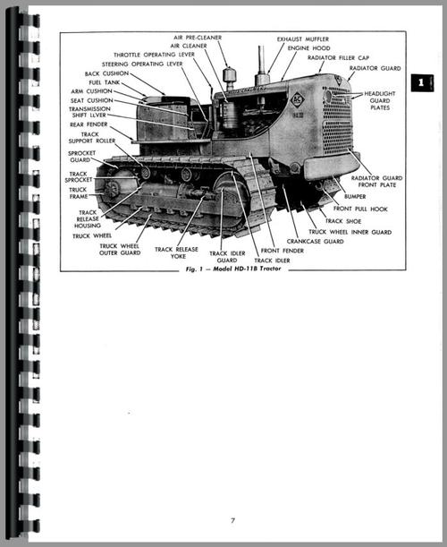Service Manual for Allis Chalmers HD11 Crawler Sample Page From Manual
