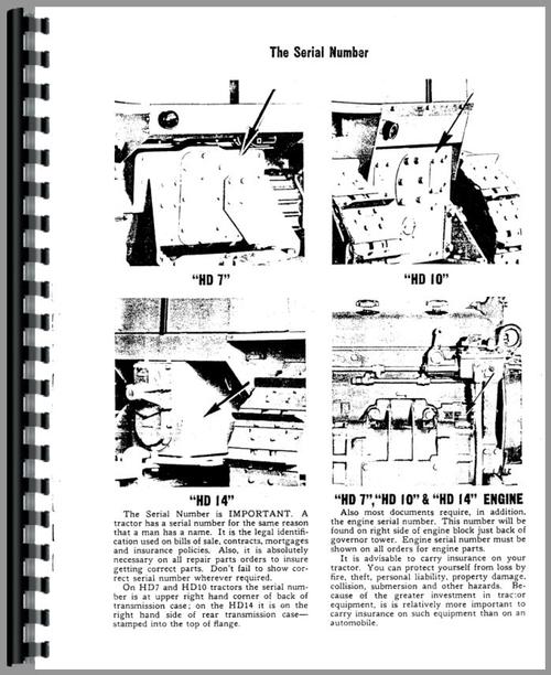 Service Manual for Allis Chalmers HD14 Crawler Sample Page From Manual