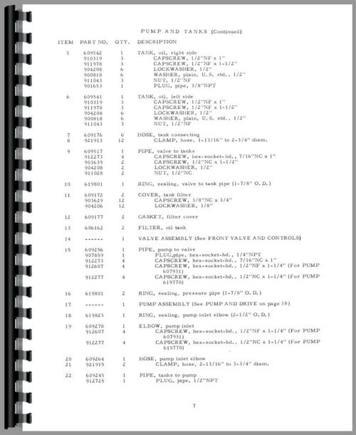 Parts Manual for Allis Chalmers HD16 Crawler Sample Page From Manual