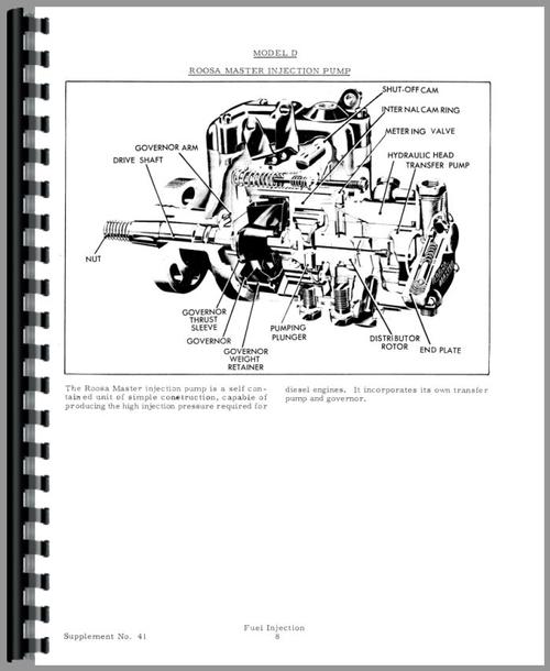 Service Manual for Allis Chalmers HD16 Crawler Fuel Injection Sample Page From Manual